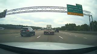 Driving along I-95 North into Dedham, Massachusetts