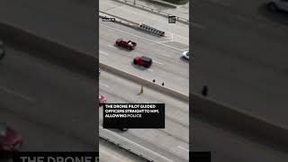 Police drone spotted a man walking into oncoming traffic on I-45