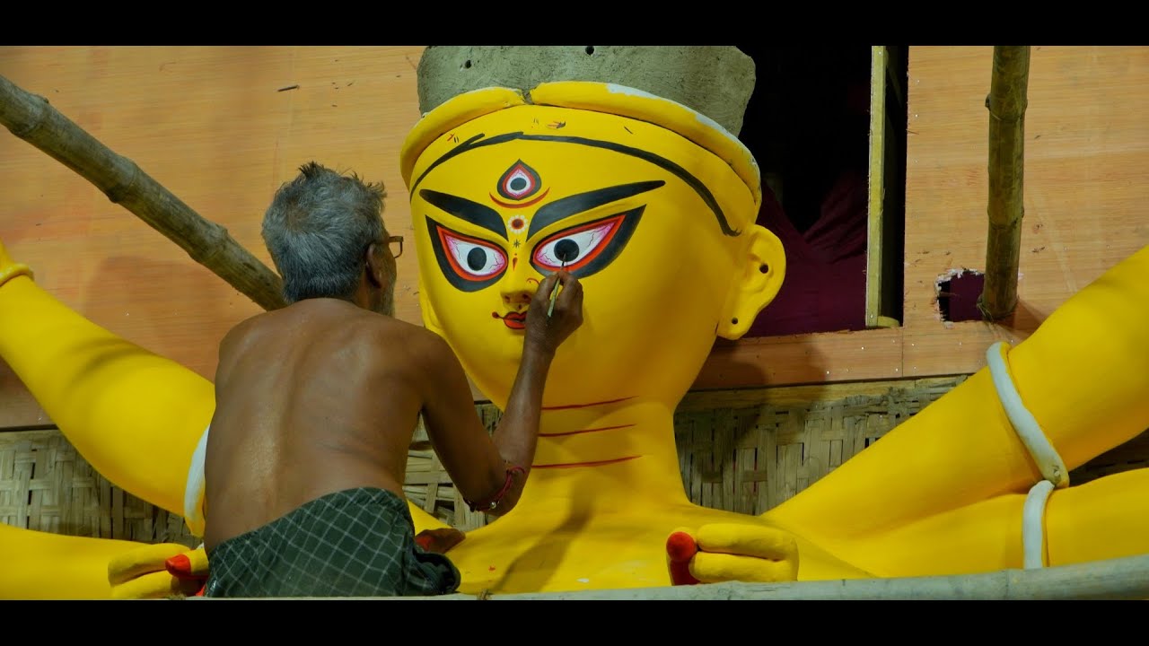Durga Idol painting at Bagbazar Sarbojanin 2024 | Durga Puja 2024