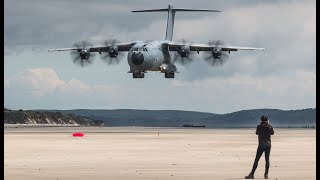 Huge Airbus A400M Atlas makes spectacular beach landing