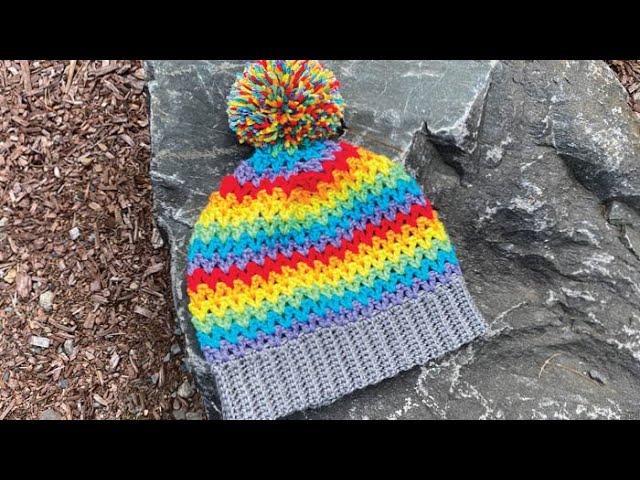 Easy Crochet Rainbow Hat - YouTube display picture 3