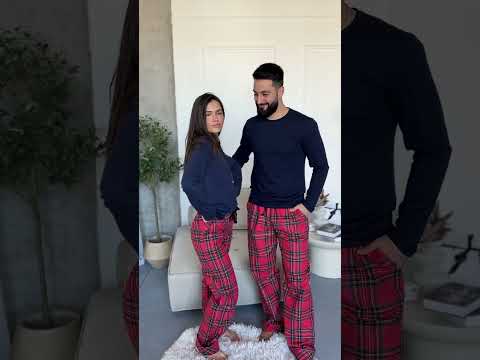 Комплект COSY Navera: штани + лонгслів чоловічий , клітина червоно-синя, видео 1