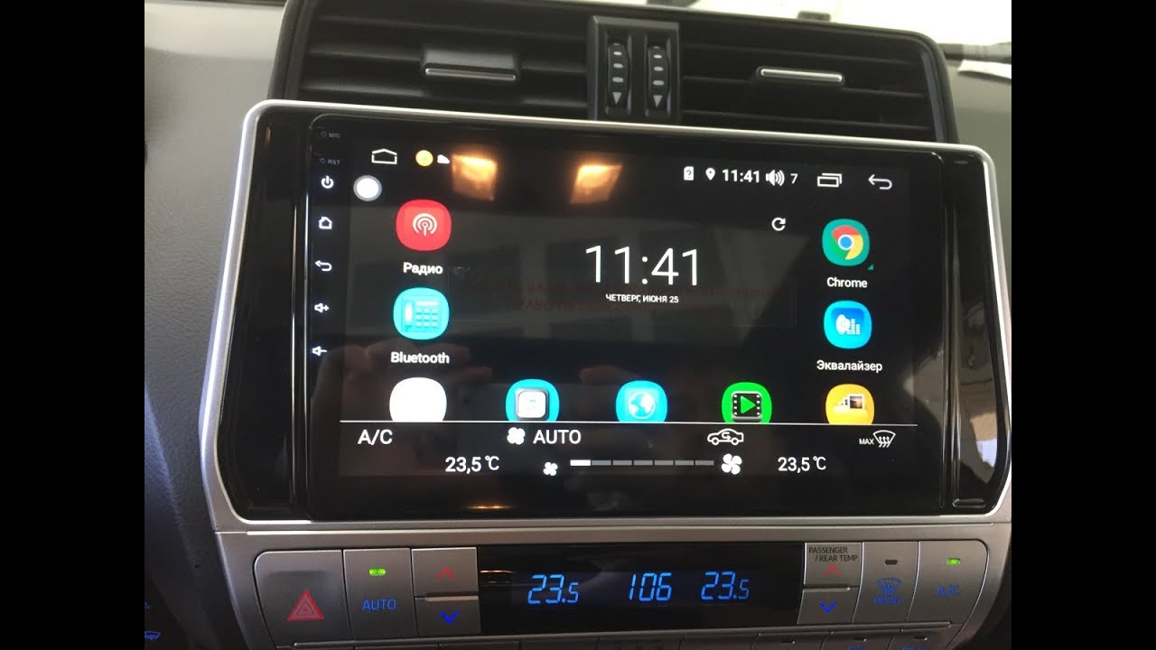 Установка магнитолы Navipilot Droid 10 Ultra вместо штатной магнитолы в Prado 150 2018 года 2й рест