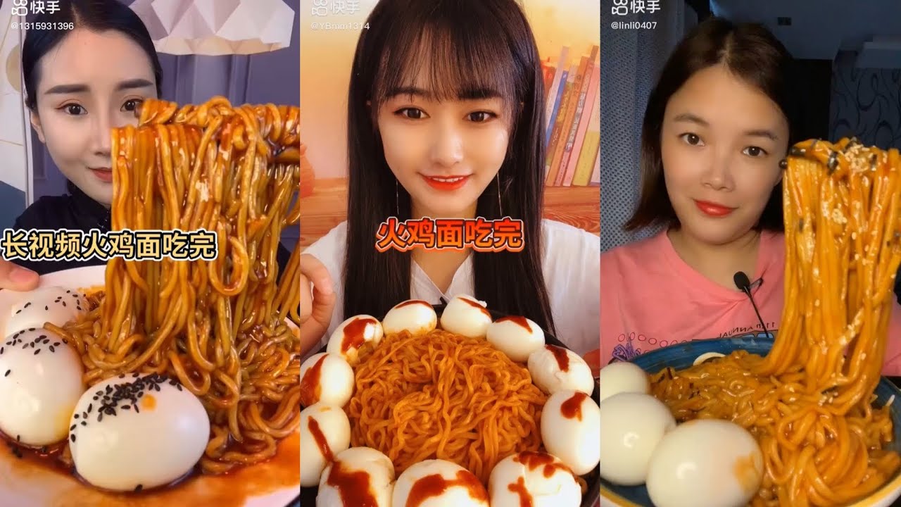 ASMR CHINESE FOOD MUKBANG EATING SHOW 매운라면과 계란 중국 먹방 쇼 리얼사운드 ราเมนรสเผ็ดและการกินไข่ 🌶