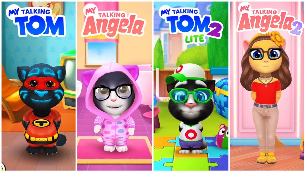 My Talking Tom vs My Talking Angela vs My Talking Tom 2 Lite vs My Talking Angela 2 Gameplay