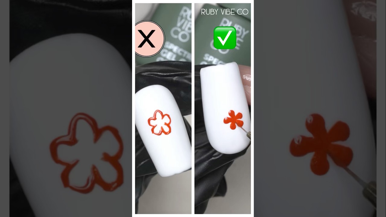You’ve Been Drawing Flowers Wrong 🌸 | Nail Art Hack by Ruby Vibe Co 