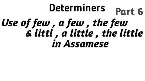 Use of little/a little/the little and few/a few/the few in Assamese|Use of Determiners part 6|
