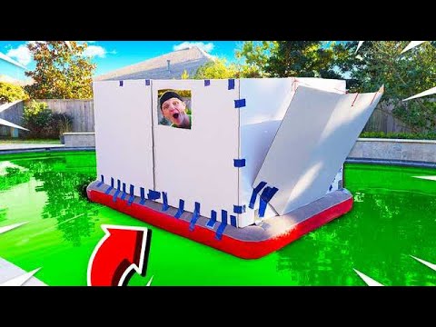 box fort boat in a pool of slime! - youtube