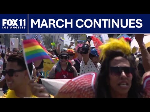 Long Beach pride march continues despite canceled festival