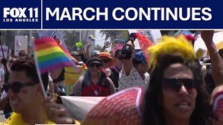 Long Beach pride march continues despite canceled festival