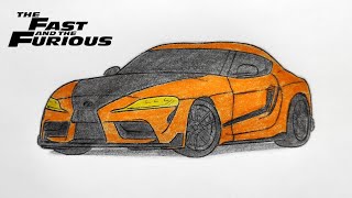 How to draw a TOYOTA SUPRA A90 2020 / drawing 3d car / coloring