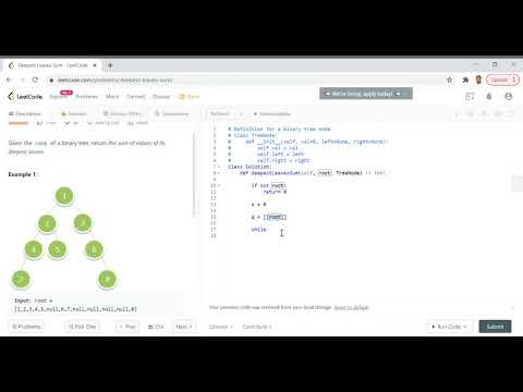 LeetCode 1302: Deepest Leaves Sum: Python Medium