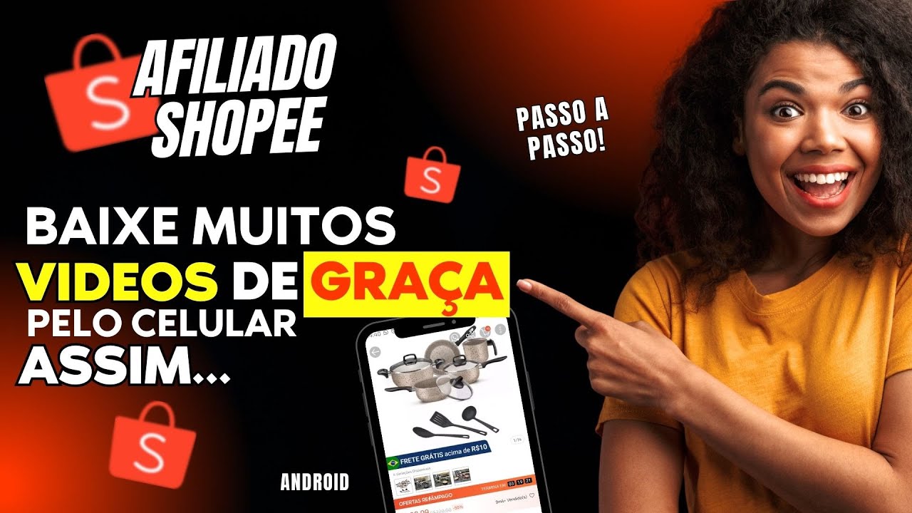 Como baixar vídeos GRATUITAMENTE para postar na SHOPEE VÍDEOS pelo CELULAR! Passo a Passo!