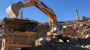 Liebherr 976 Excavator And Cat 992G Loader Loading Cat Dumpers - Sotiriadis/Labrianidis Mining