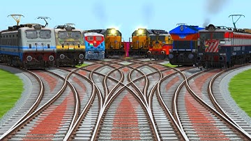 ⚪️All Realistic Trains Crossing in Bumpy Curves Railroad Tracks || Trains Crossing || railworks 3