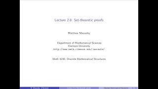 Celebrity Discrete Mathematical Structures, Lecture 2.8: Set-theoretic proofs Profile