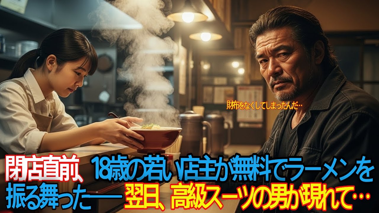 閉店直前、18歳の若い店主が無料でラーメンを振る舞った――翌日、高級スーツの男が現れて…ドラマの物語、人生の物語, 日本ドラマ ,感動ストーリー ,ラーメン屋 ,借金 ,奇跡の逆転 ,恩返し