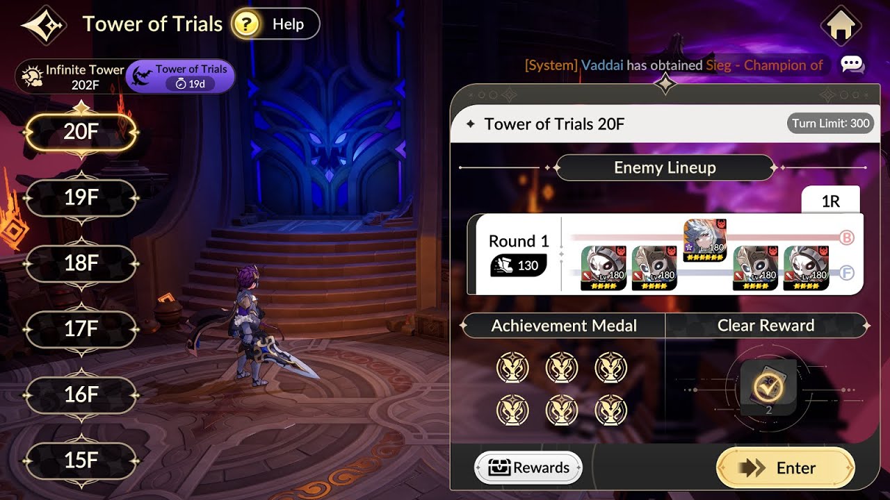 Tower of Trials 20F Kris 6 Medals - Seven Knights Re:BIRTH
