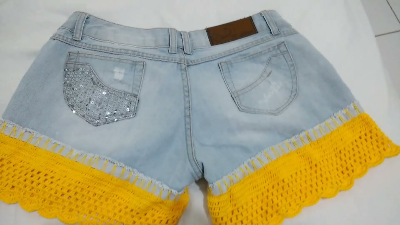 Uma dica de como deixar um chortes lindo. fazendo croche na barra.;🥰😍