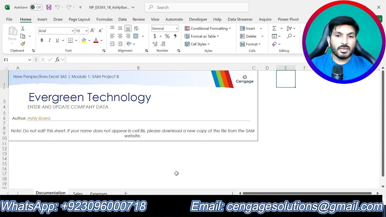 New Perspectives Excel 365 | Module 1: SAM Project B | Evergreen Technology SAM Project