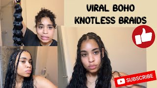 VIRAL BOHO KNOTLESS BRAIDS TUTORIAL (synthetic hair + beginner friendly)