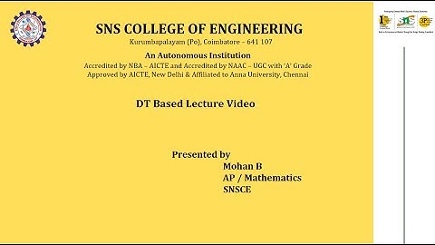 DT  Video |  Complex Analysis and Laplace Transforms |  SNS Institutions