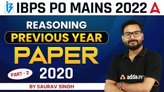 IBPS PO MAINS 2022 | Reasoning | Previous Year Paper 2020 | Part-2 | By Saurav Singh