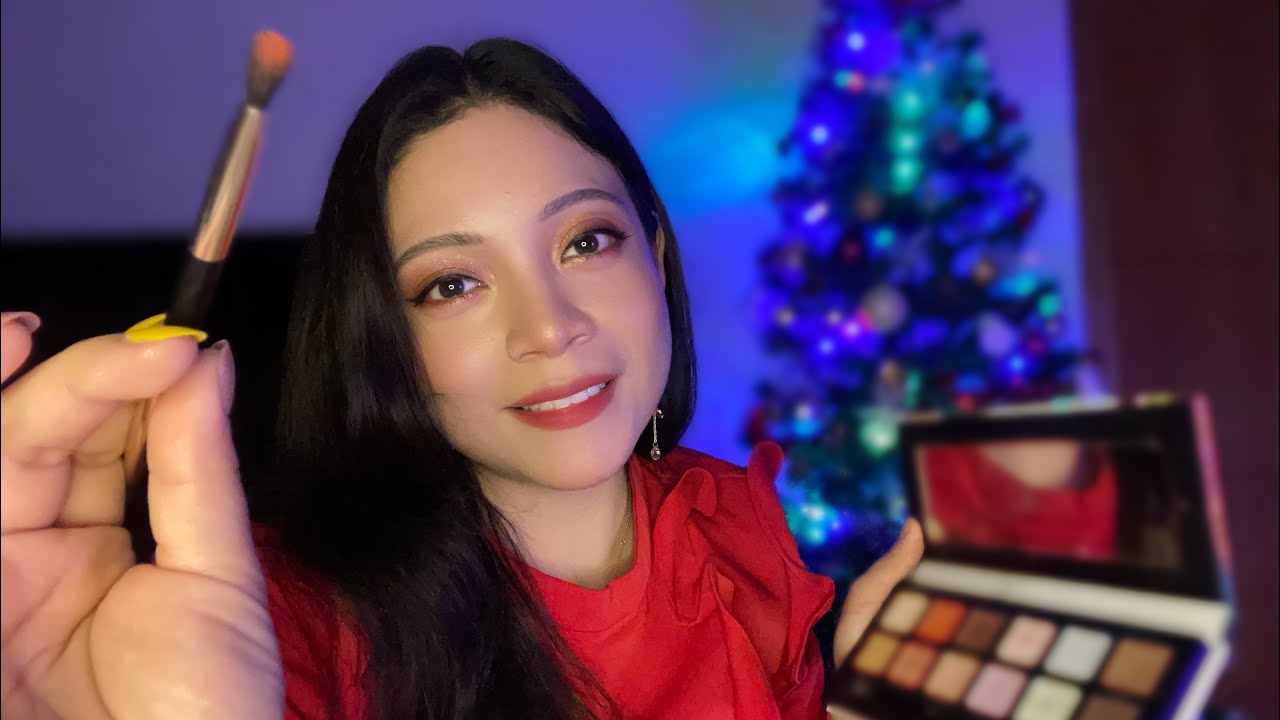 ASMR Doing Your Christmas Makeup 🎄
