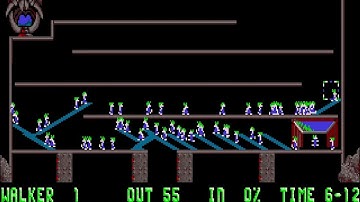Lemmings Tricky Level 8: Lemming sanctuary in sight Walkthrough DOS