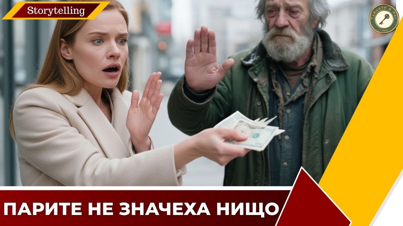 Богата наследница е унизена от бездомен, който отказва пари и разкрива истината за достойнството.