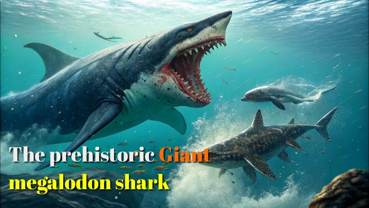The prehistoric Giant megalodon shark:how big is the megalodon shark ...