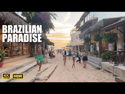 Jericoacoara, Brazil 🇧🇷 Sandy Streets Stunning Golden Hour Walk ☀️ 2023 4K HDR Walking Tour