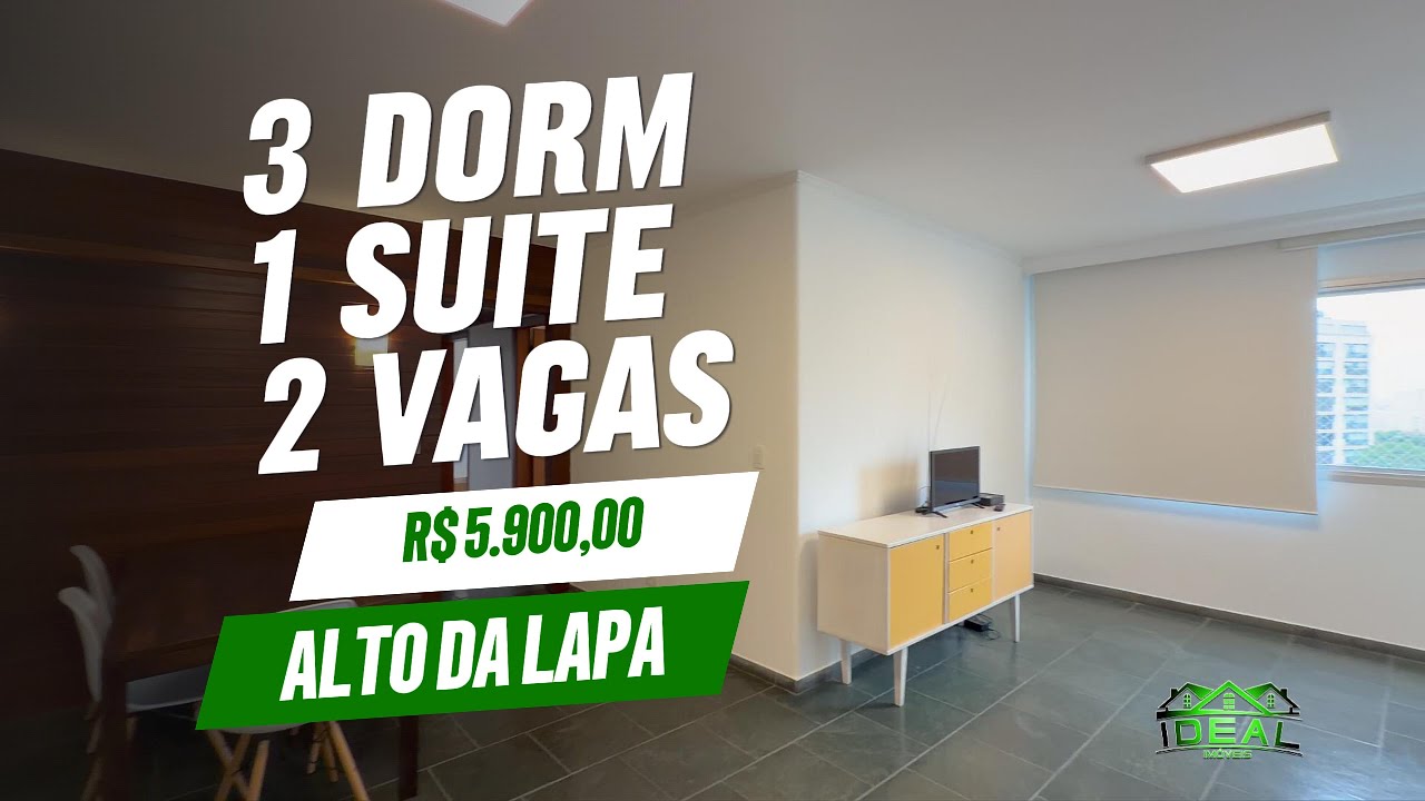Apartamento para Locação no Alto da Lapa, 3 Dorms, 1 Suíte, 2 Vagas e 105m