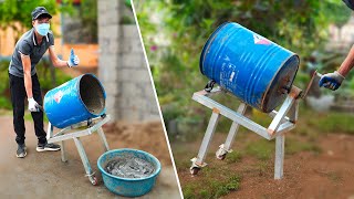 : Recycle iron barrel into unique homemade concrete mixer | How to DIY