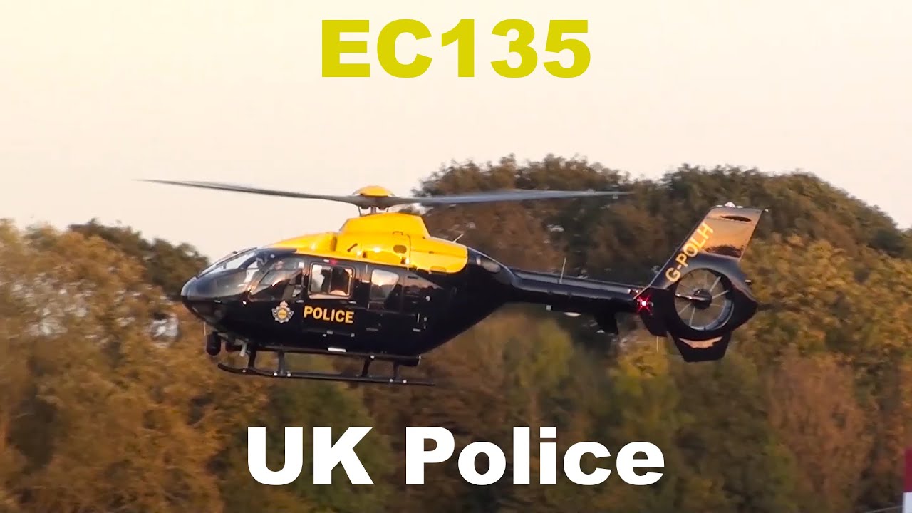 EC135 UK Police helicopter engine start takeoff and sunset landing