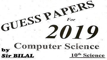 10th Class Computer Science Guess Paper 2019
