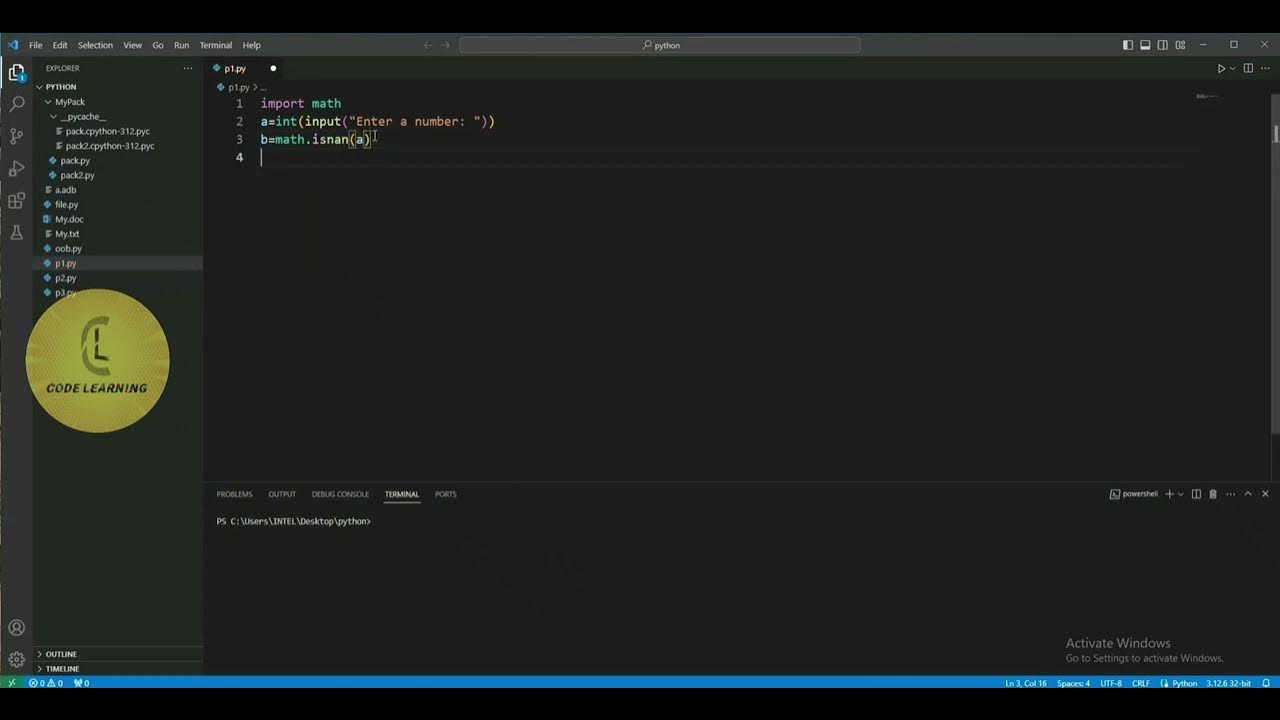 Python | importing math package 'isnan() - user input' | CodeLearning ...
