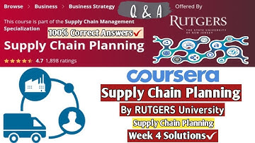 Supply Chain Planning | Rutgers University | Coursera | Week 4 Peer-Graded Assignment Answers