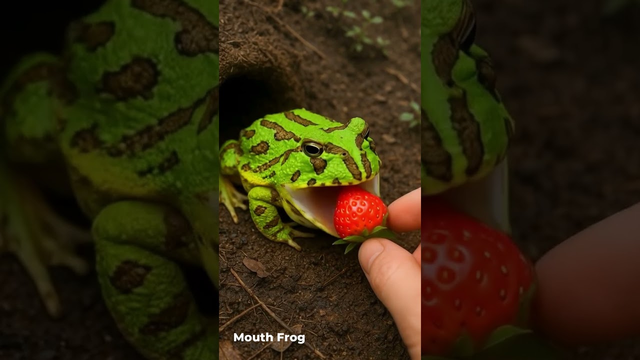 Funny Frog Eat Strawberry 🍓! 