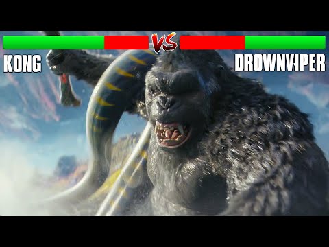 Kong Vs Drownviper Battle Scene 4K with Health Bar