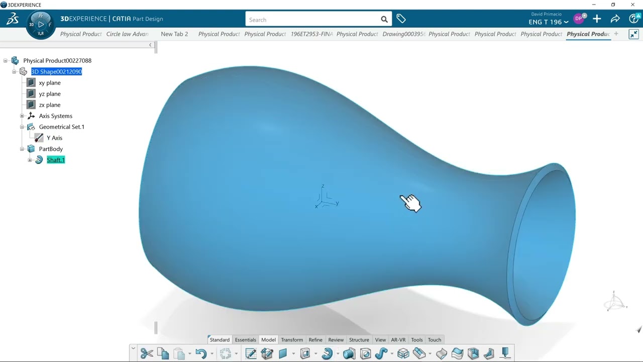 Basic Part Design Model Shaft 3D Experience or CATIA V5 - YouTube