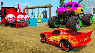 Big High Ramp Jumps | Mcqueen Vs MACK Truck Transport PIXAR Cars vs Monster Truck - BeamNG.drive #62 screenshot 4