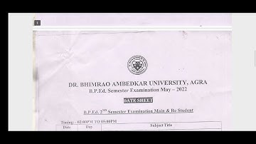 agra university exam date, B.P.E.D exam scheme