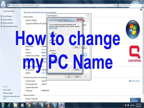 How To Change My Computer Name On Vista