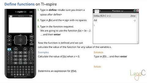 TI-nspire define a function and calculate its value for given values of the variable
