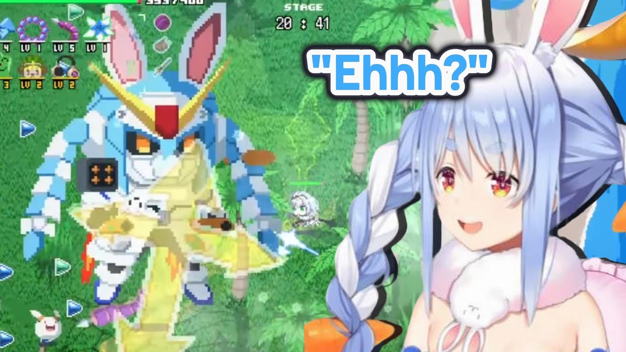 Pekora reacts to Pekogundam in the new HoloCure update