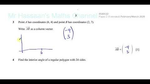 0580/22/F/M/20 (IGCSE) Paper 22 Q3 Vectors