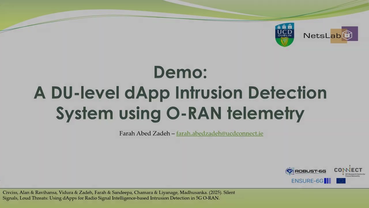 Radio-Signal-Driven IDS using dApps in Open RAN | Demo