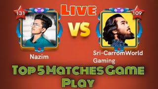 Sri Vs Nazim 🔥 Carrom pool | Top 5 matches game play 🔥 Gaming Nazim | Carrom pool Nazim 🔥