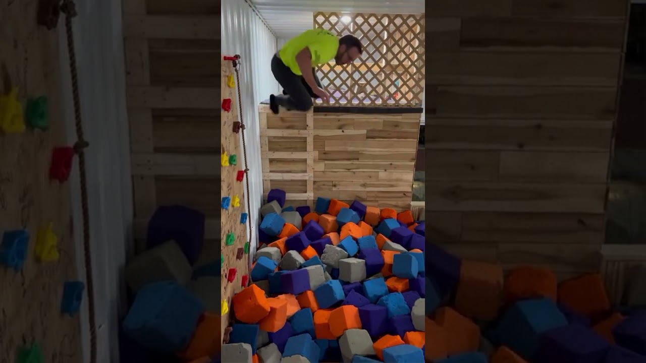 Homemade Foam Pit jumps in the pole barn 